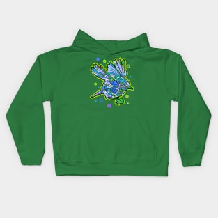 Blue bird flying Kids Hoodie